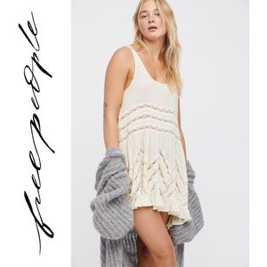 Free People Cream Dot Voile Lace Panel